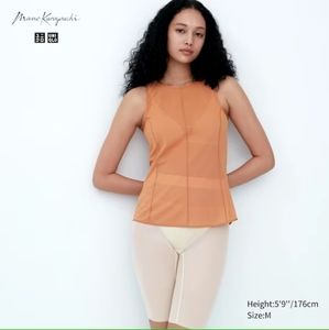 Uniqlo Mame Kurogouchi Sheer Sleeveless Tank Top Brown sz L
